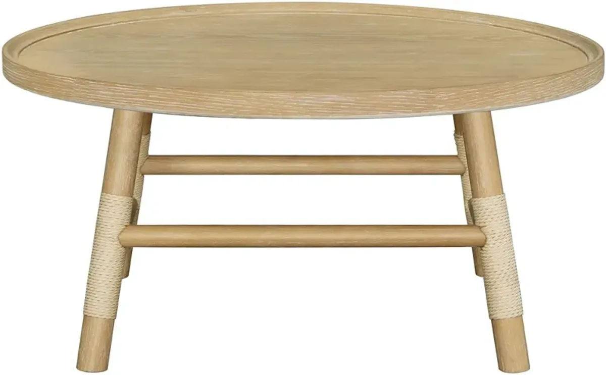 Esmarca Wooden Cord Wrapped Coffee Table, Natural