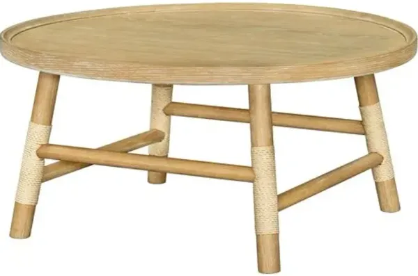 Esmarca Wooden Cord Wrapped Coffee Table - Natural - Becki Owens for Surya - Brown