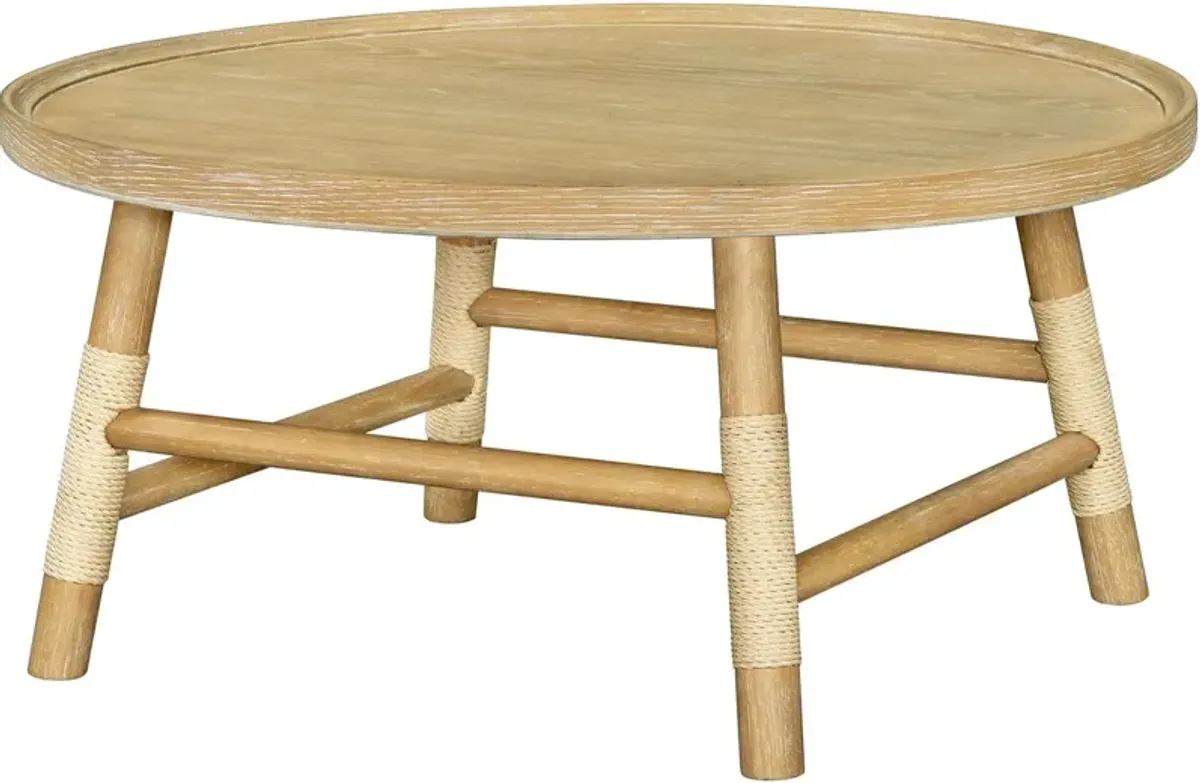 Esmarca Wooden Cord Wrapped Coffee Table, Natural