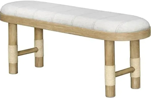 Esmarca Wooden Cord Wrapped Bench - Becki Owens for Surya - White