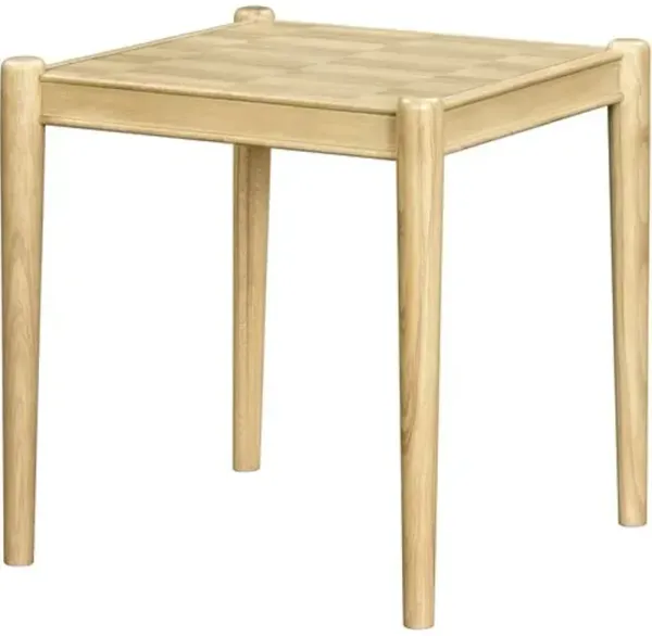 Brisa Checkered Top Wooden End Table - Natural - Becki Owens for Surya - Brown