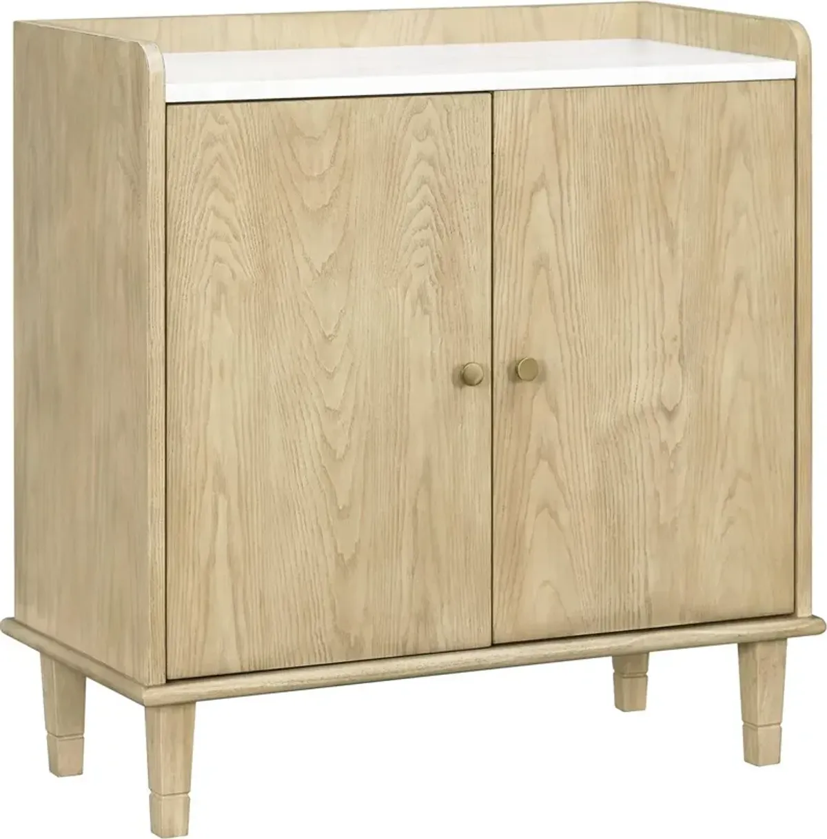 Arista 2-Door Wood/Marble Cabinet, Natural