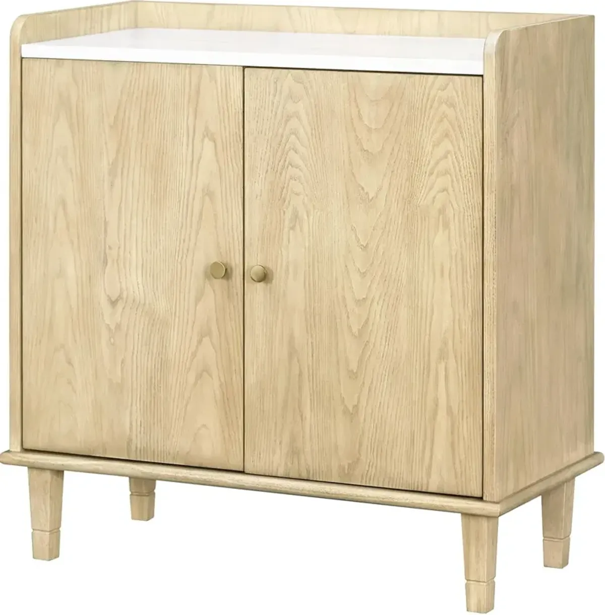 Arista 2-Door Wood/Marble Cabinet, Natural