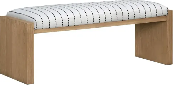Kapri Stripe Wooden Bench, Natural/White