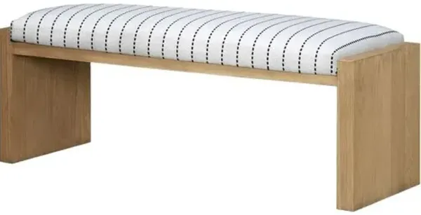 Kapri Stripe Wooden Bench - Natural/White - Becki Owens for Surya - Brown