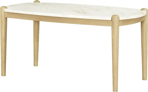 Coronado Wood/Marble Coffee Table, White/Natural
