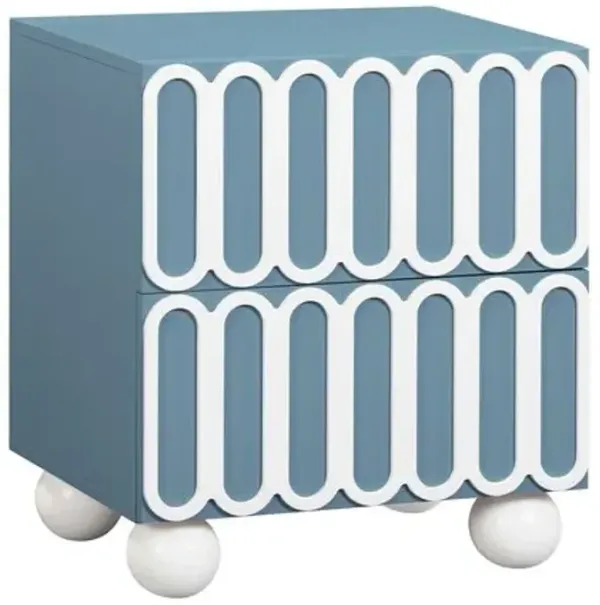 Vionne Motif 2-Drawer Nightstand - Blue