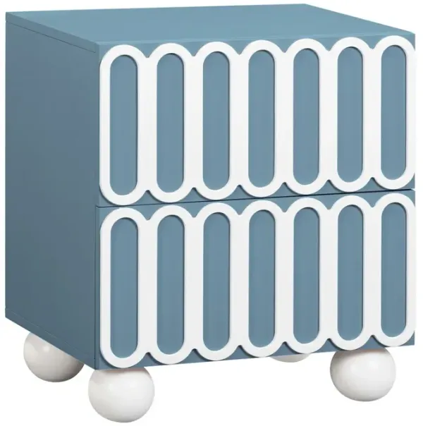 Vionne Motif 2-Drawer Nightstand, Blue