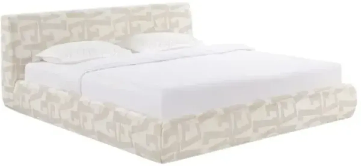 Orsa Printed Jacquard Bed - Cream - White