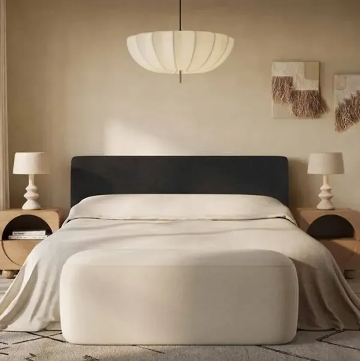 Orsa Textured Velvet Bed - Black