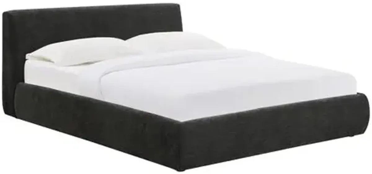 Orsa Textured Velvet Bed - Black
