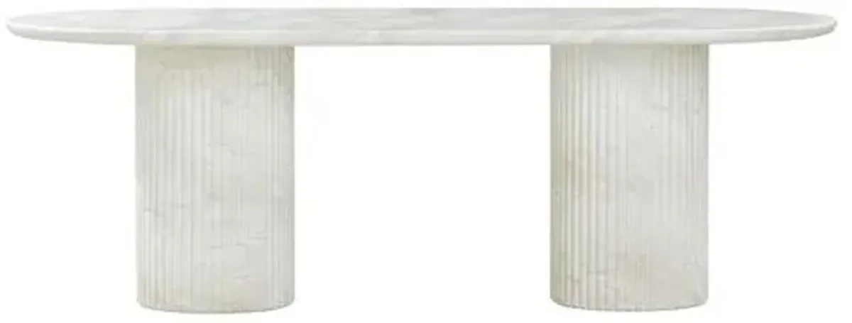 Rosian Indoor/Outdoor Oval Dining Table - White Marble
