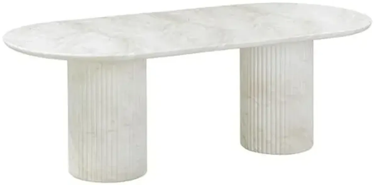 Rosian Indoor/Outdoor Oval Dining Table - White Marble