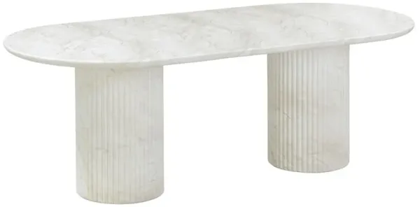 Rosian Indoor/Outdoor Oval Dining Table, White Marble