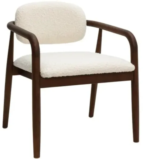 Laziel Dining Chair - Ash/Cream Boucle - White