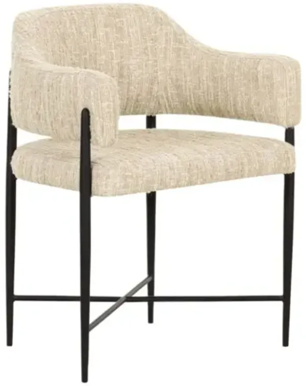 Meliora Dining Chair - Cream Boucle - White
