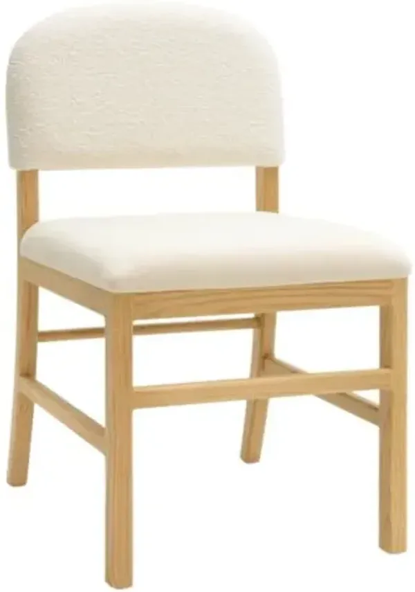 Tavric Boucle/Velvet Dining Chair - White