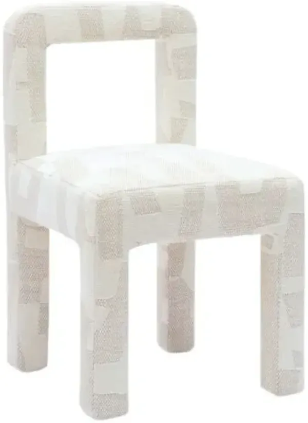 Nirelle Patterned Jacquard Dining Chair - Cream - White