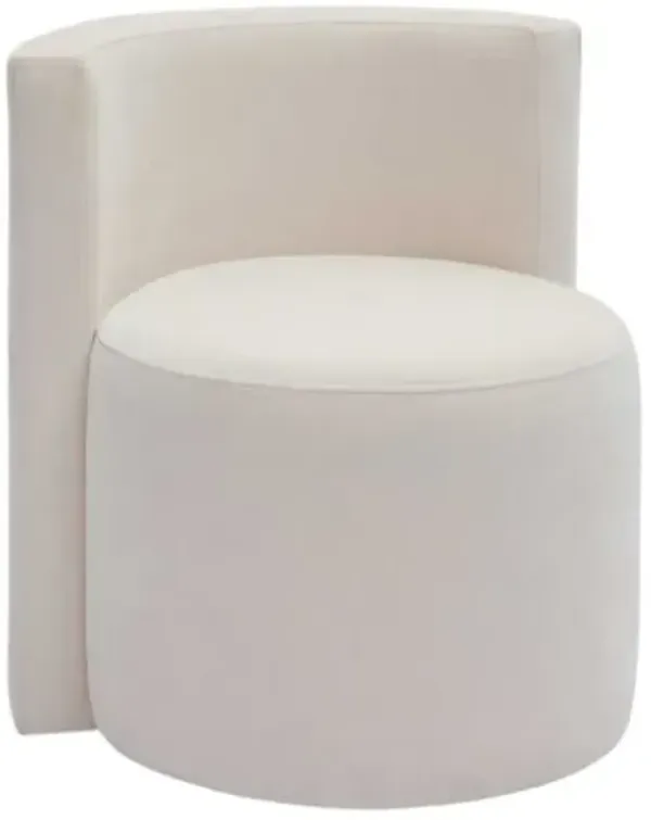 Darven Upcycled Velvet Rolling Desk/Vanity Chair - White