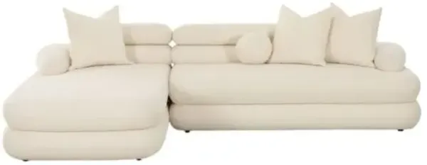 Vexley Modular Sectional Chaise - Cream Boucle - White - Comfortable, Sturdy, Stylish