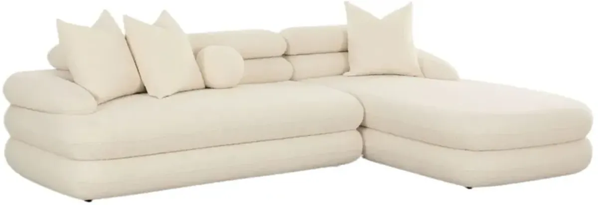 Vexley Modular Sectional Chaise, Cream Boucle