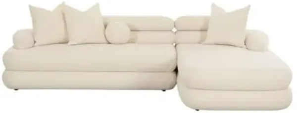 Vexley Modular Sectional Chaise - Cream Boucle - White - Comfortable, Sturdy, Stylish