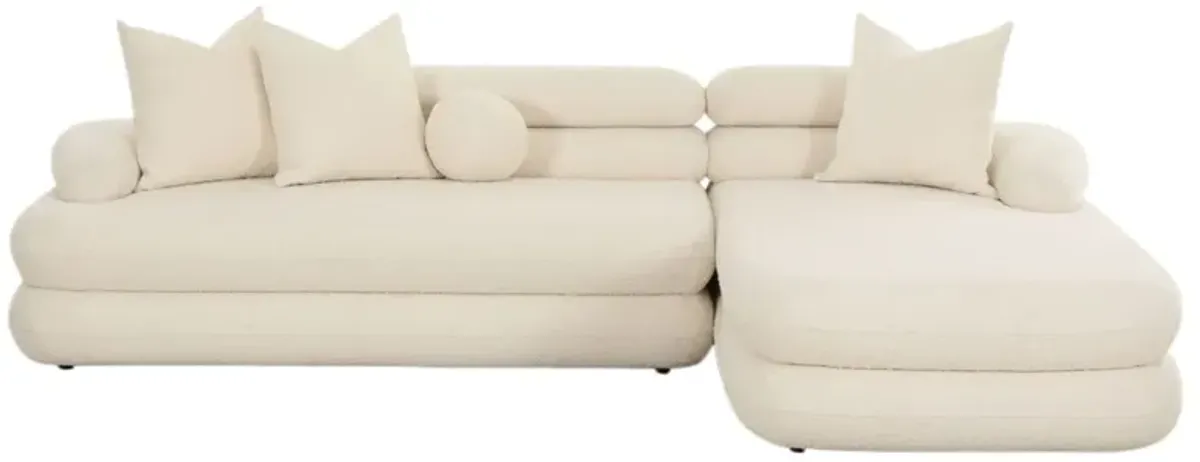 Vexley Modular Sectional Chaise, Cream Boucle