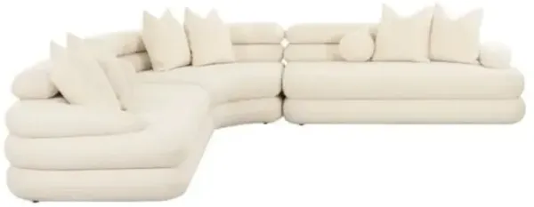 Vexley Modular Curved Sectional - Cream Boucle - White