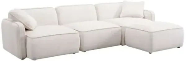 Xenon 4-Piece Corduroy Velvet Modular Sectional Chaise - White - Comfortable, Sturdy, Stylish