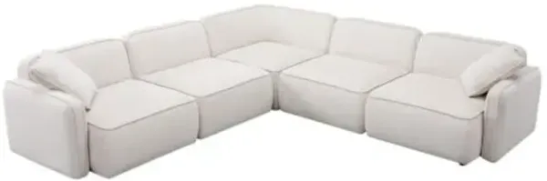 Xenon 5-Piece Corduroy Velvet Modular L-Sectional - White