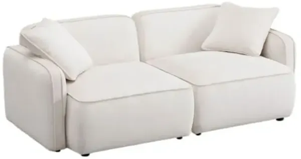 Xenon 2-Piece Corduroy Velvet Modular Loveseat - White