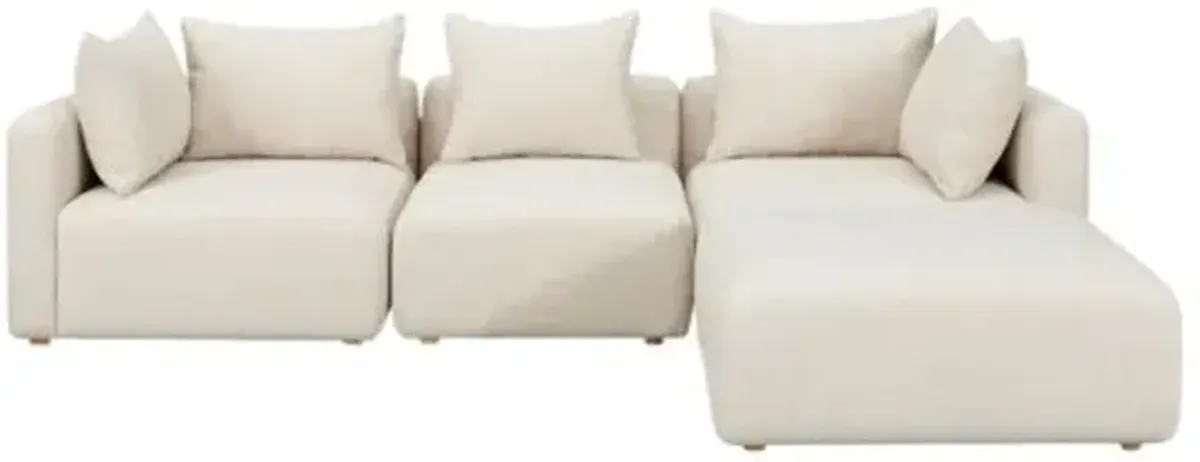 Lunara 4-Piece Modular Sectional Chaise - Textured Cream - White - Comfortable, Sturdy, Stylish