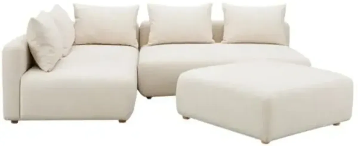 Lunara 4-Piece Modular Chaise Sectional - Textured Cream - White - Comfortable, Sturdy, Stylish