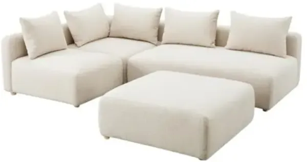 Lunara 4-Piece Modular Chaise Sectional - Textured Cream - White - Comfortable, Sturdy, Stylish