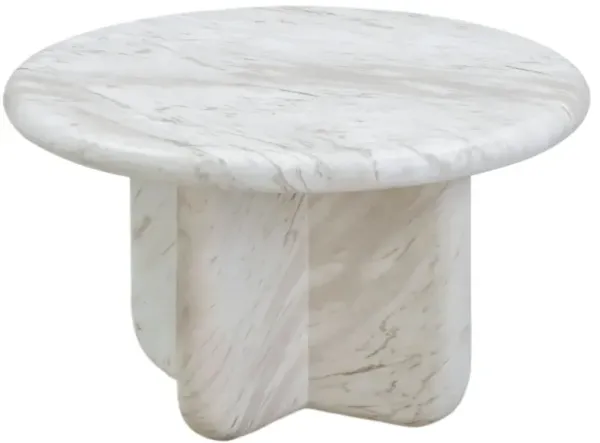 Quelan Marble Indoor/Outdoor 24" Tall Coffee Table, White