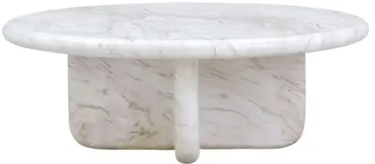 Quelan Marble Indoor/Outdoor 32" Short Coffee Table - White
