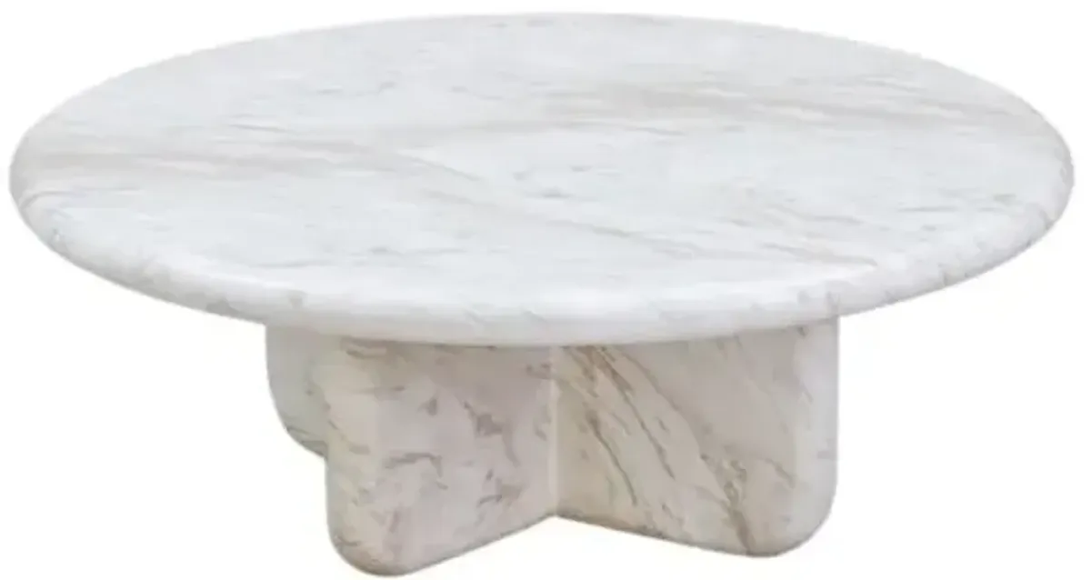 Quelan Marble Indoor/Outdoor 32" Short Coffee Table - White