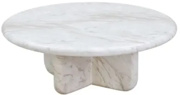Quelan Marble Indoor/Outdoor 32" Short Coffee Table - White