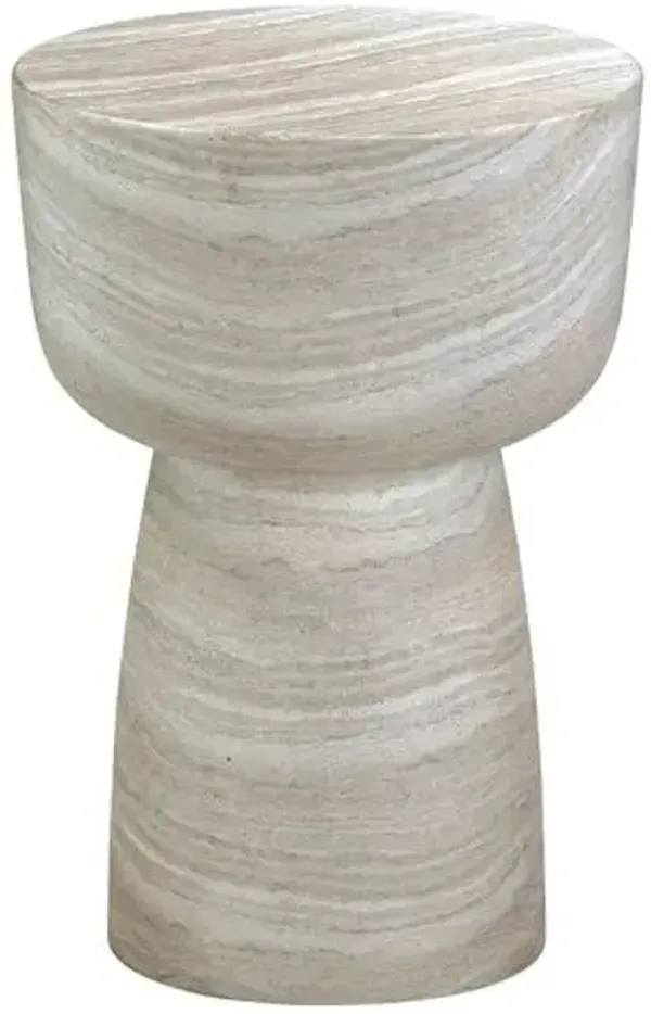 Virella Indoor/Outdoor Side Table - Travertine - Brown
