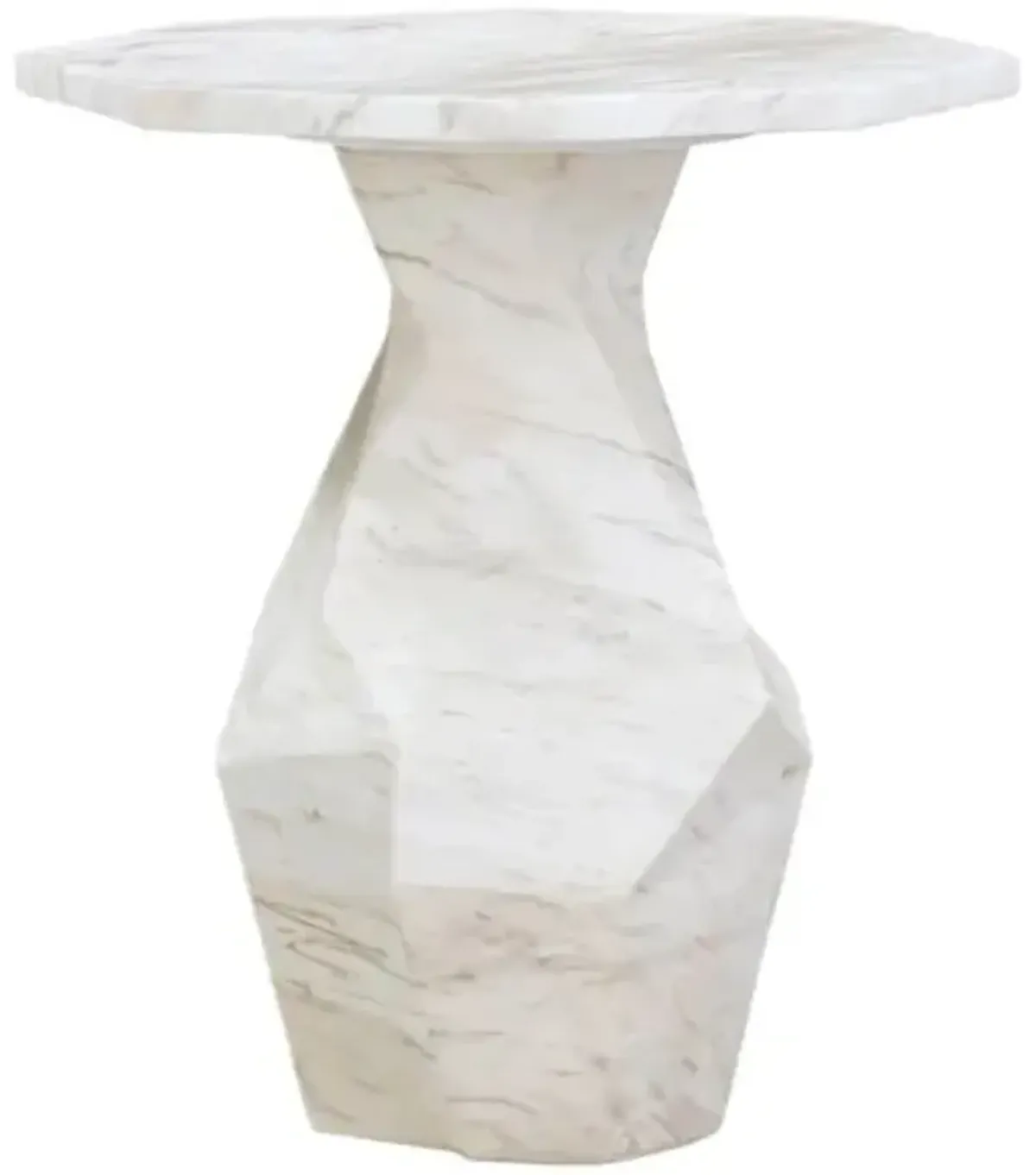 Fiora Indoor/Outdoor Faux Marble Round Side Table - White