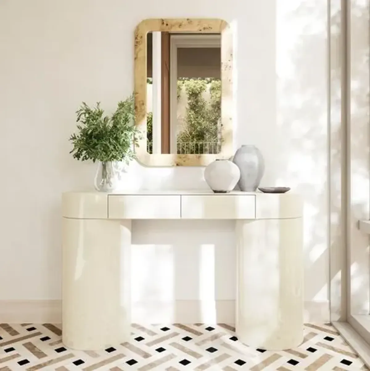 Xavia Lacquer Console Table - White