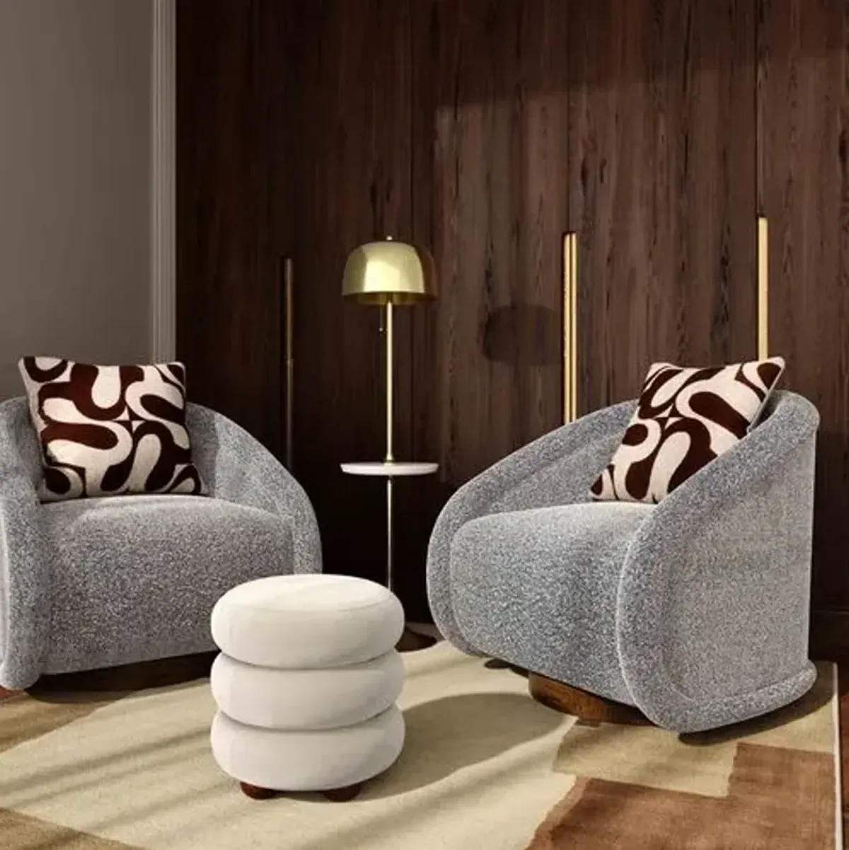 Osric Velvet Ottoman - White
