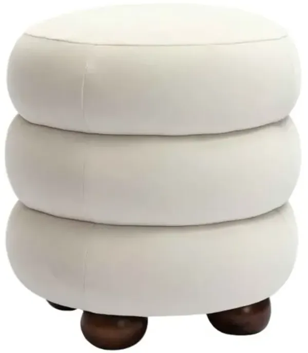 Osric Velvet Ottoman - White