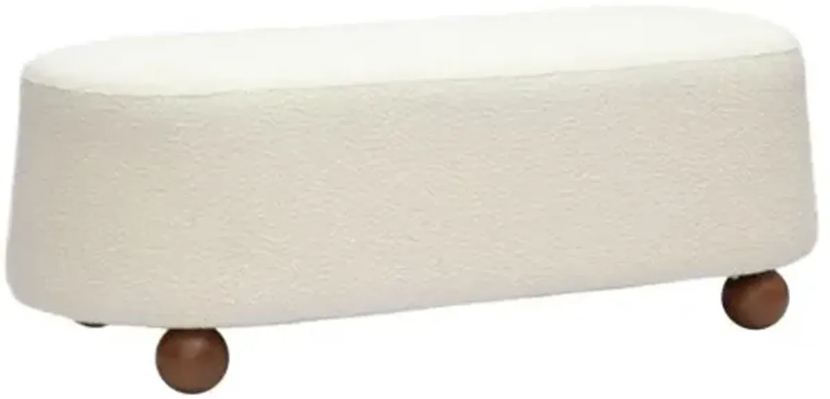 Parven Boucle Ottoman - White