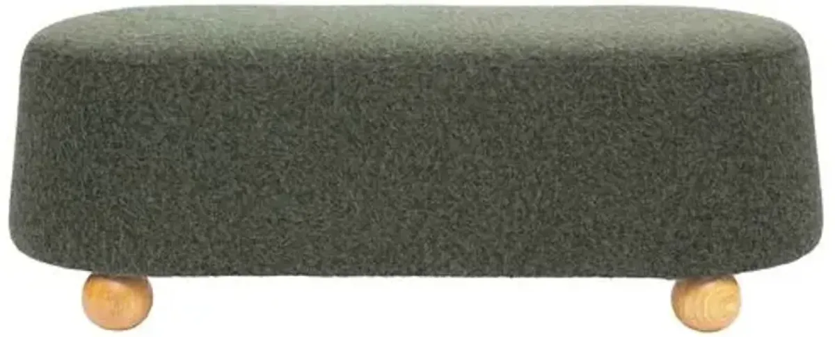 Parven Faux Mohair Ottoman - Green