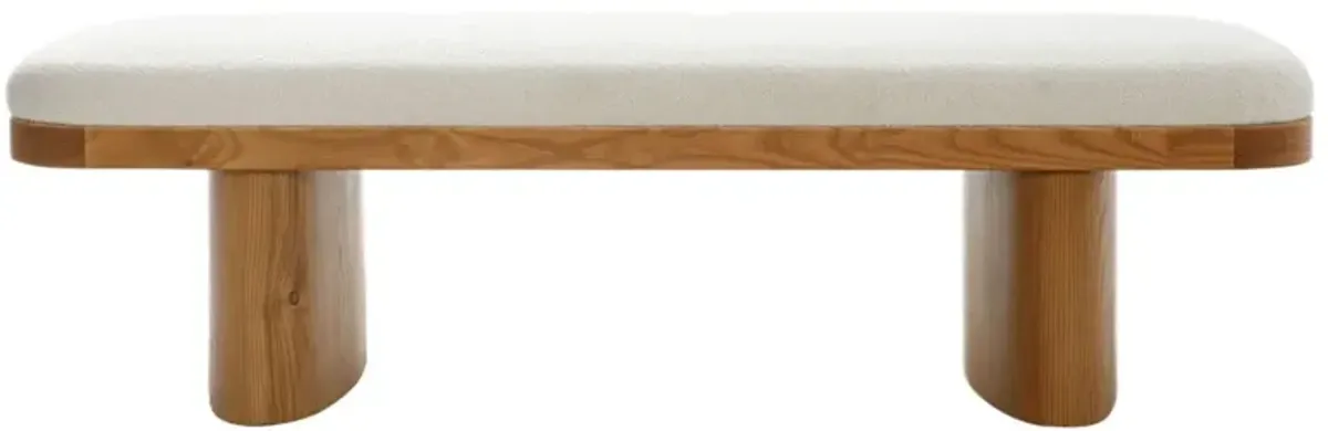 Cress Large Accent Bench, White Boucle