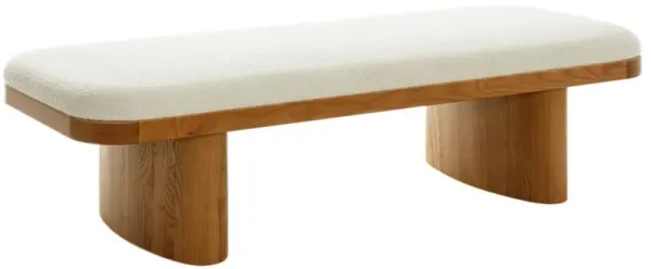 Cress Large Accent Bench, White Boucle