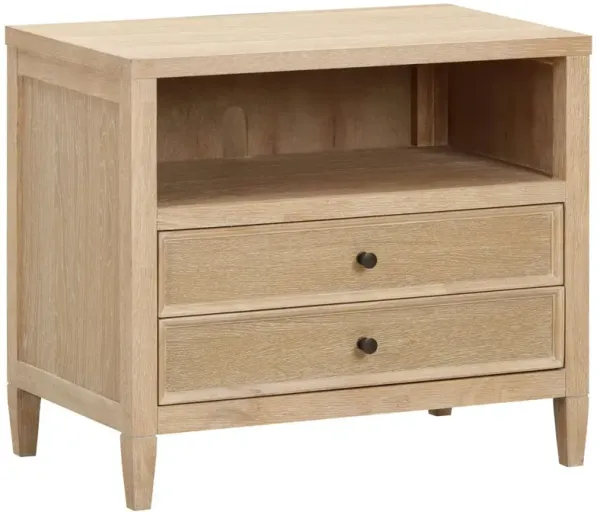 Querida 2-Drawer Whitewashed Oak Nightstand, Natural