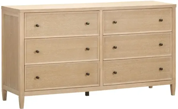 Querida 6-Drawer Whitewashed Oak Dresser, Natural