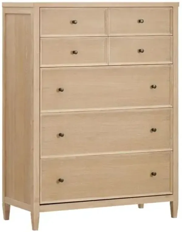 Querida 6-Drawer Whitewashed Oak Chest - Natural - Brown